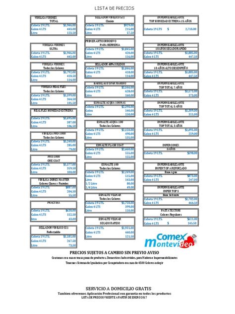 comex montevideo precios.